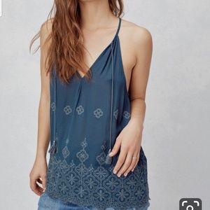 NWT Lovestitch dusty navy embroidered top